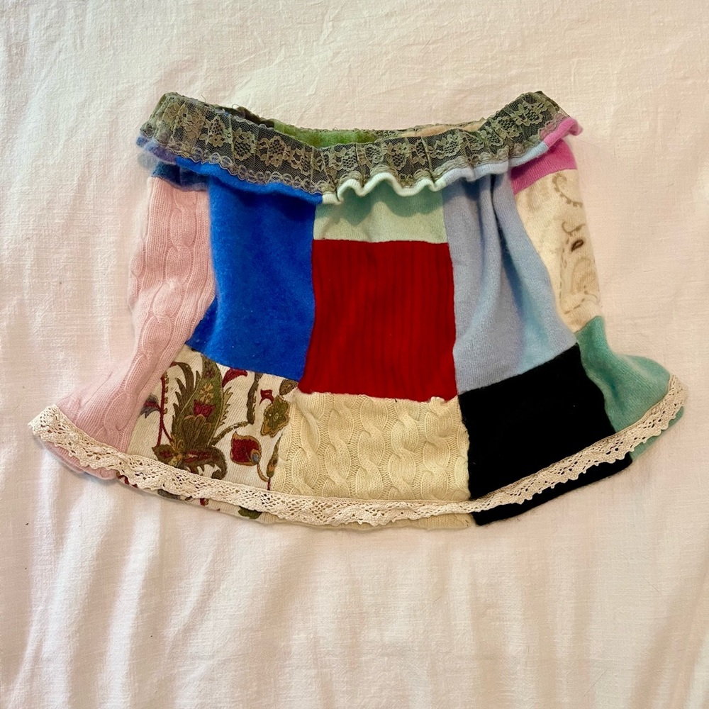 HANDMADE patchwork mini skirt